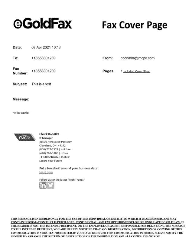 Fax page