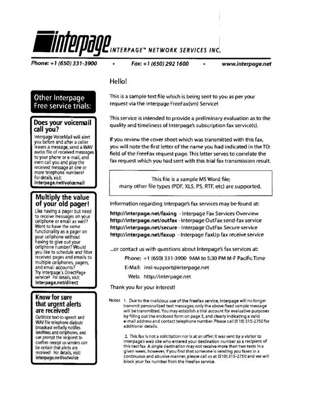 Fax page