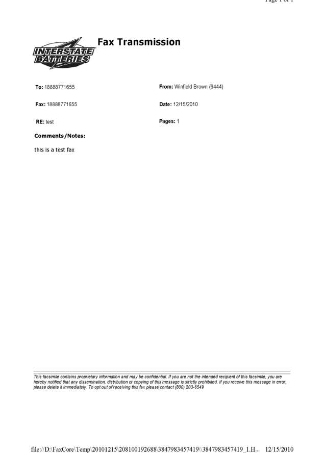 Fax page