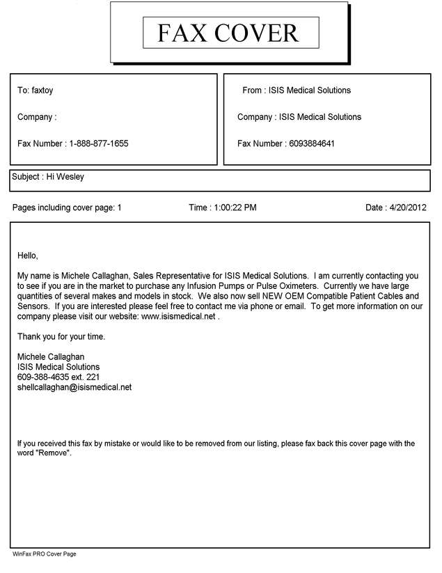 Fax page