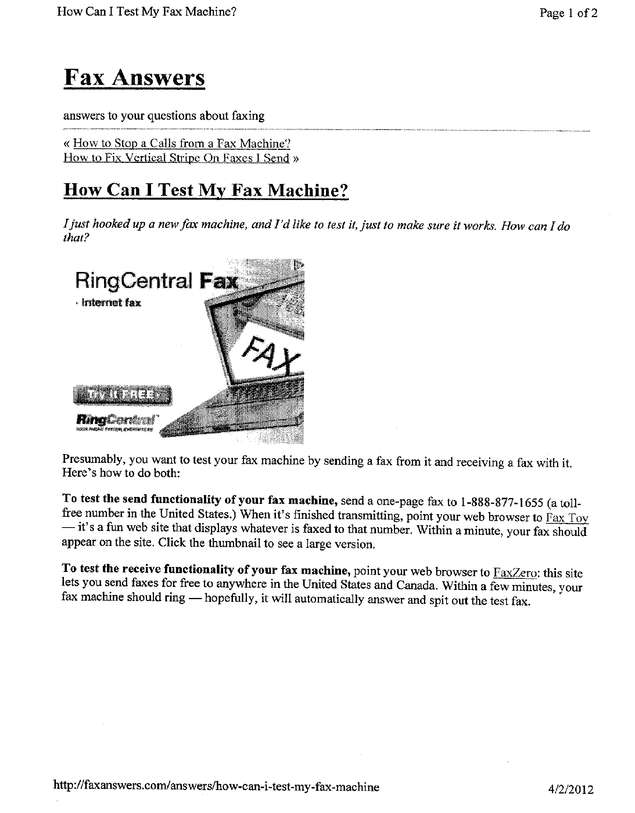 Fax page