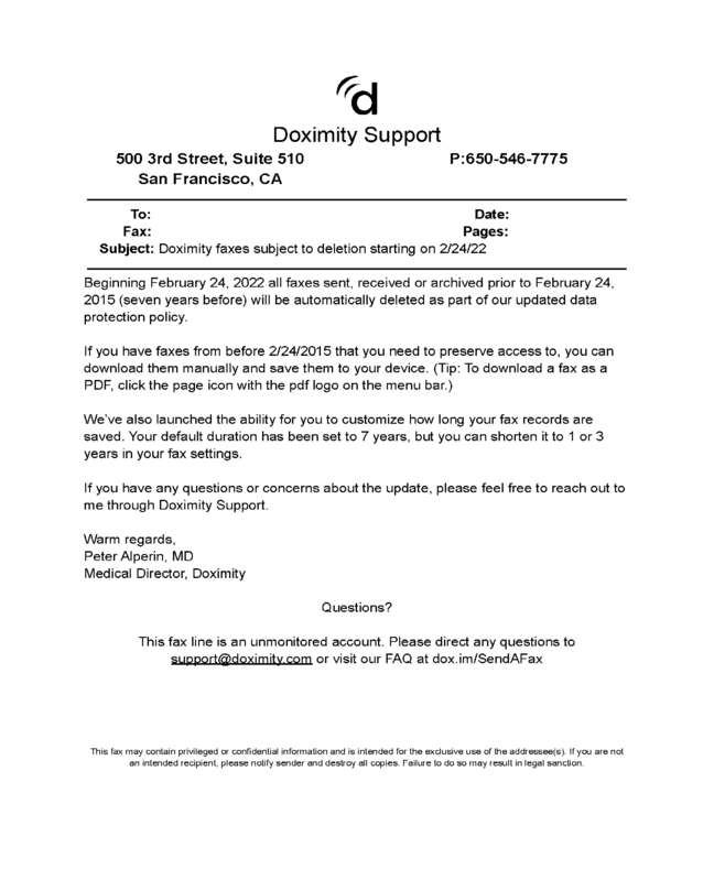 Fax page