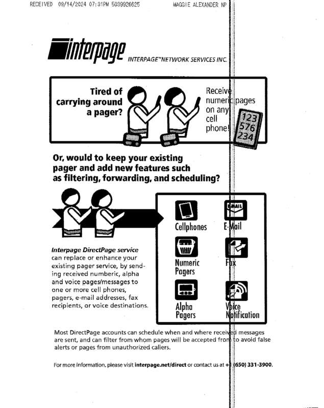 Fax page