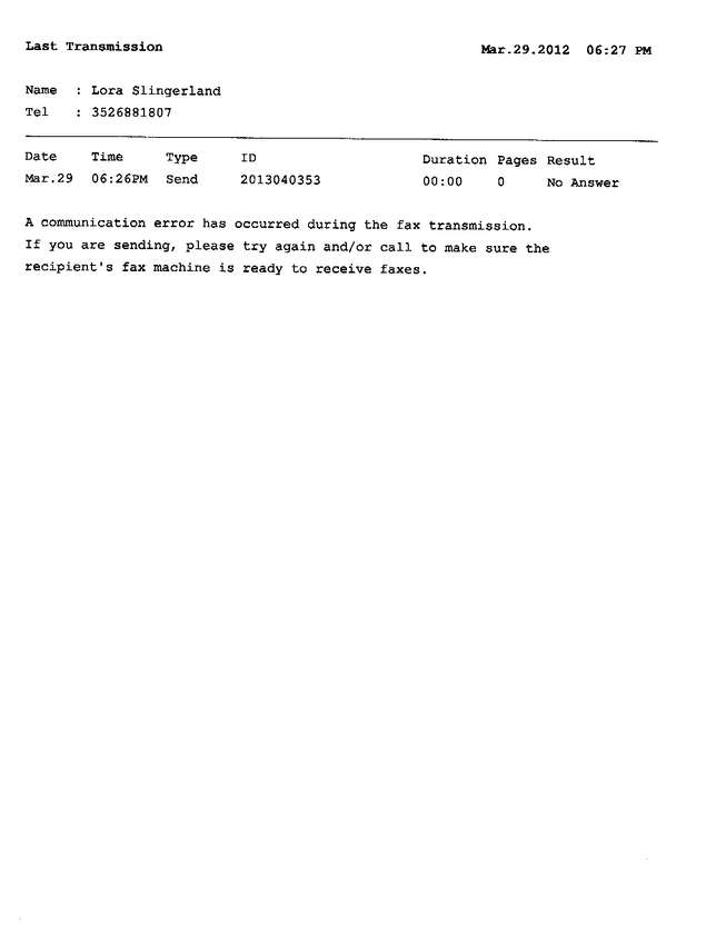 Fax page