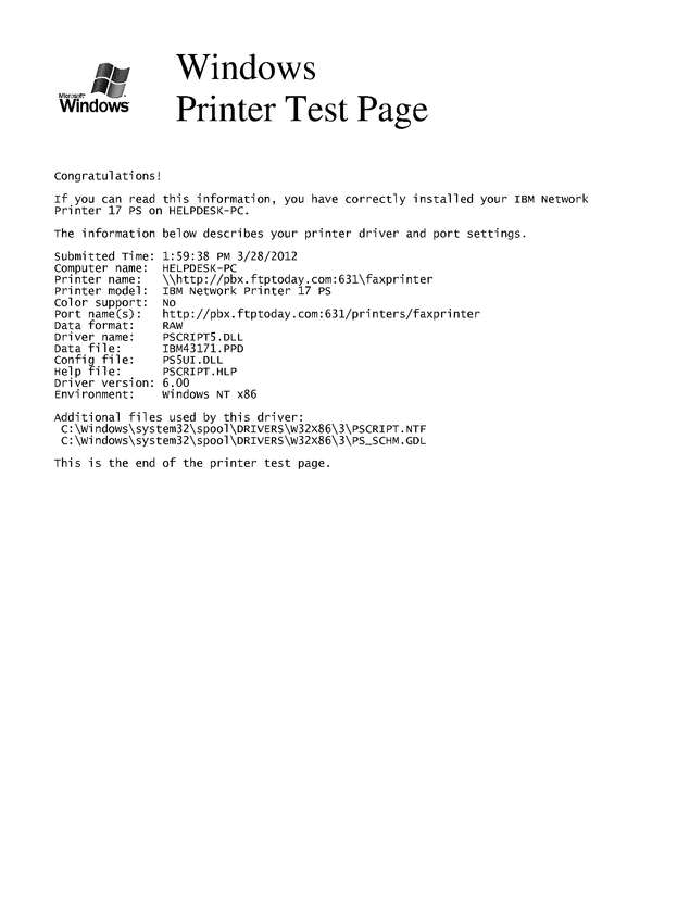 Fax page