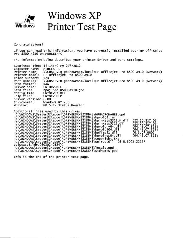 Fax page