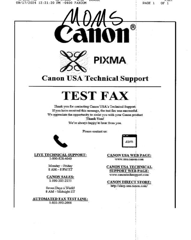 Fax page