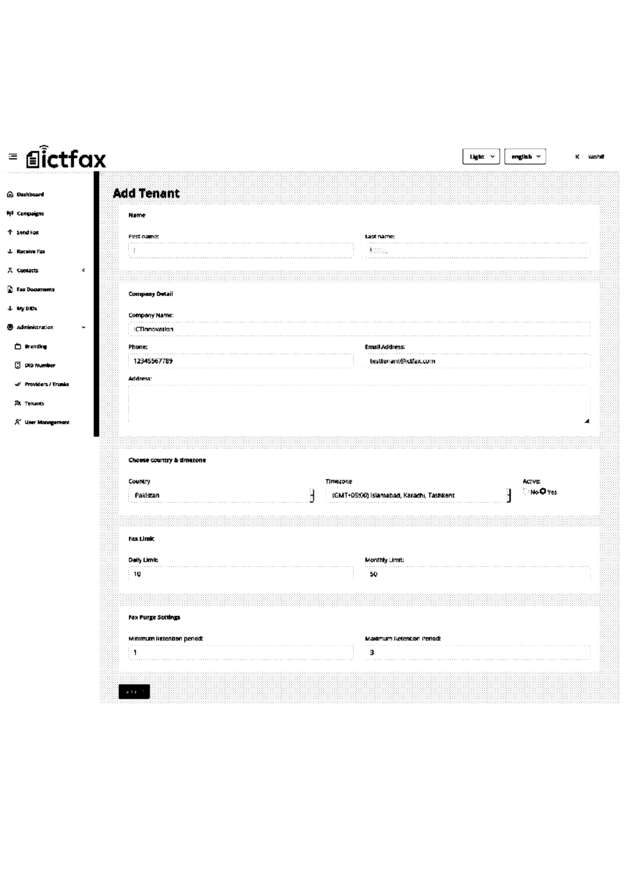 Fax page