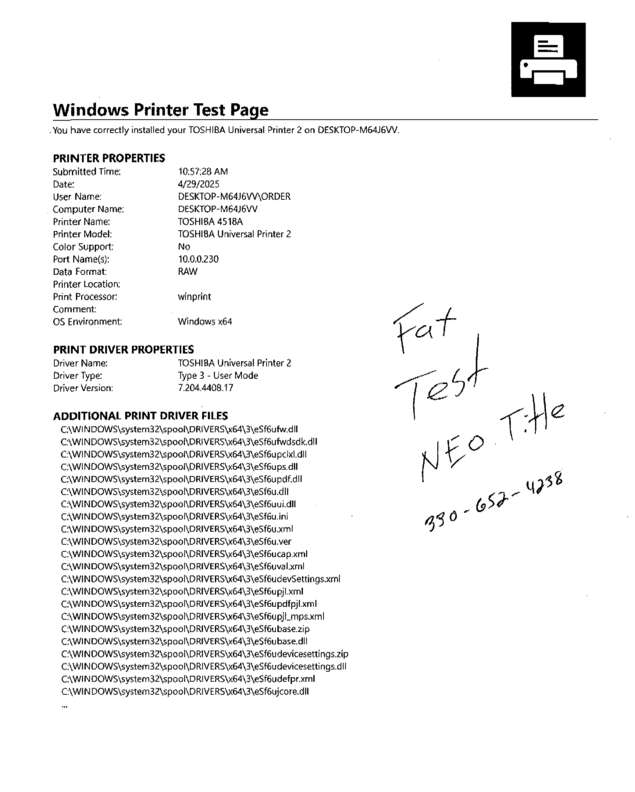 Fax page