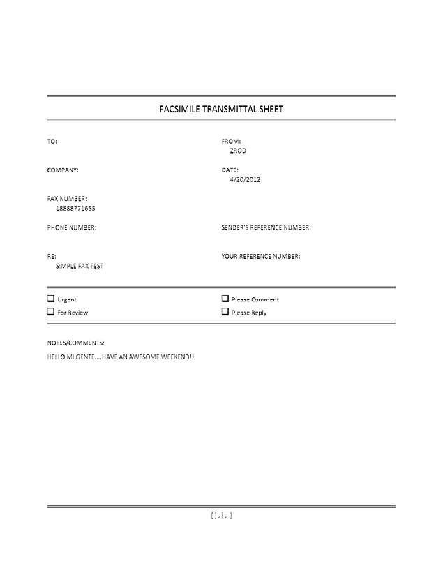 Fax page