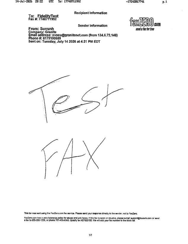 Fax page