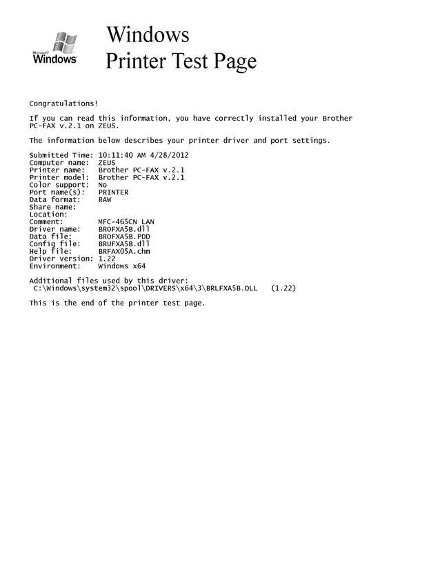 Fax page
