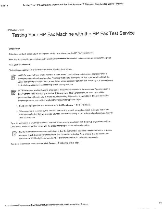 Fax page