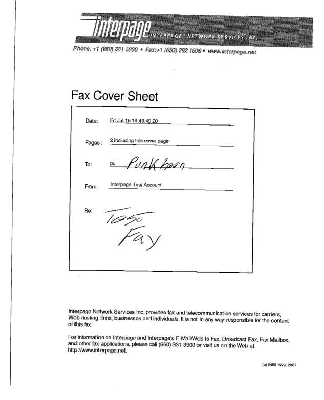 Fax page