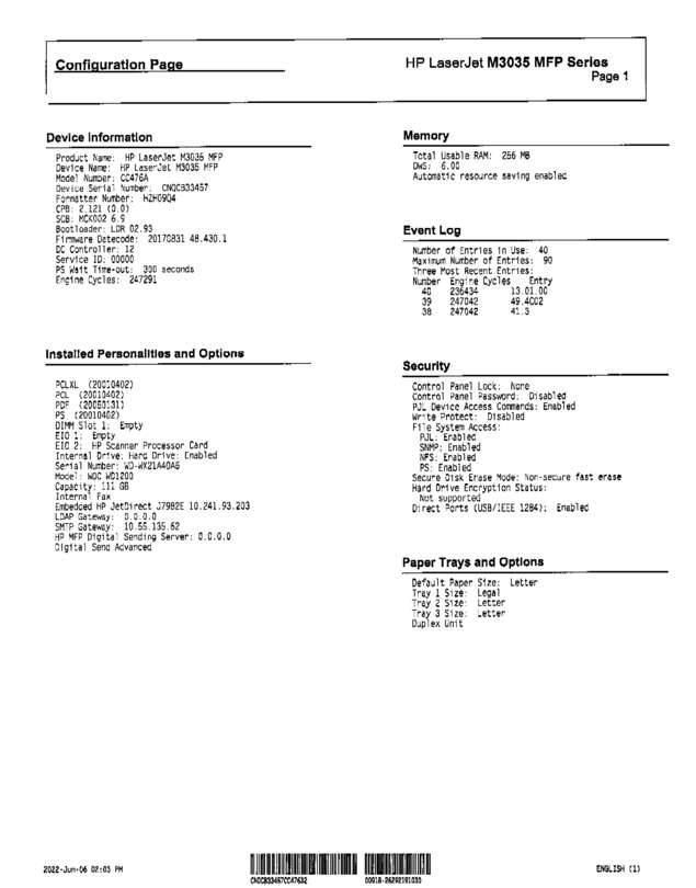 Fax page