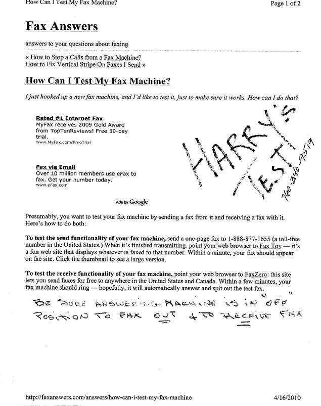 Fax page