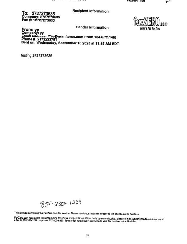 Fax page