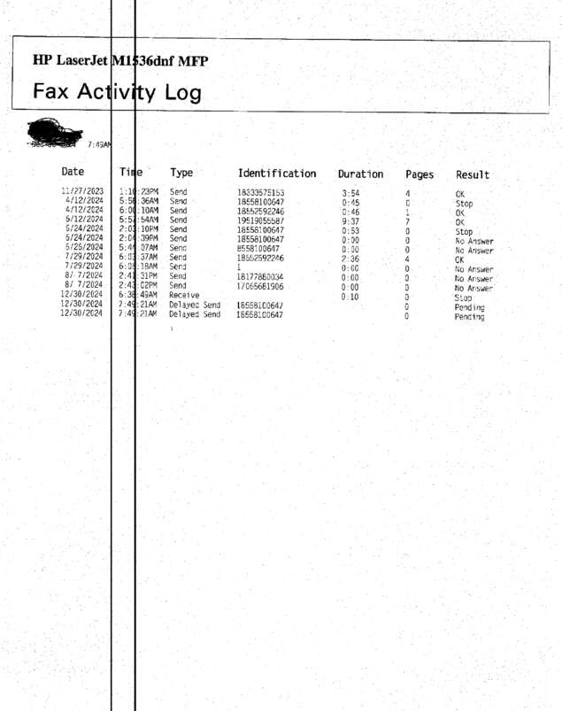 Fax page