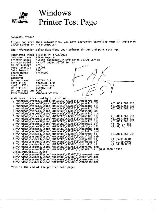 Fax page