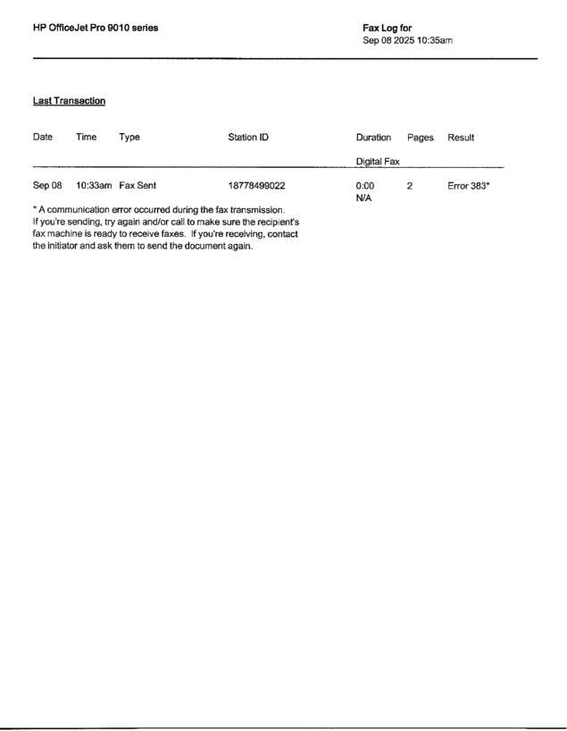 Fax page