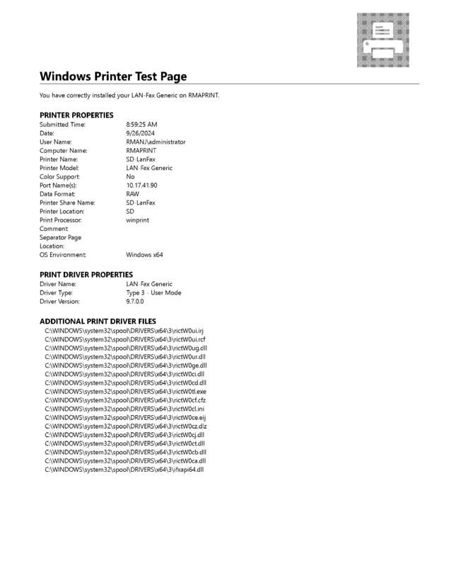Fax page