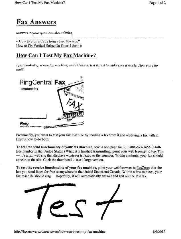 Fax page