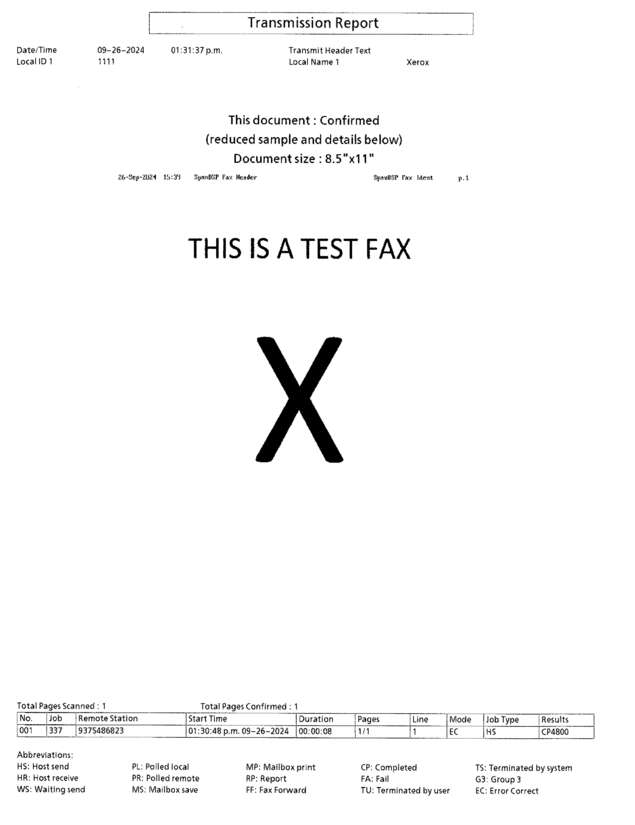 Fax page