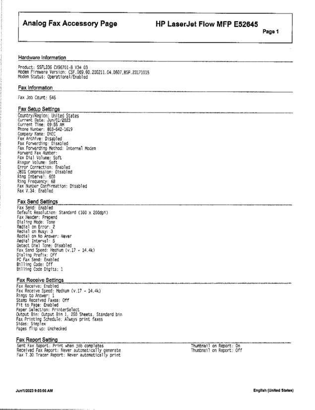 Fax page