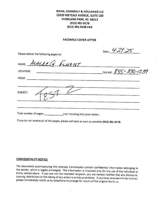 Fax page