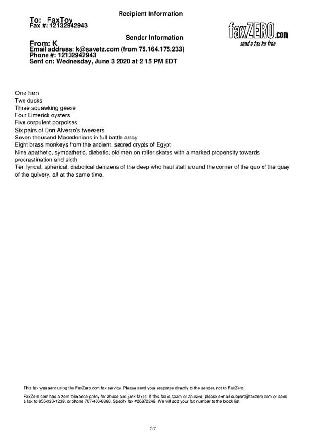 Fax page