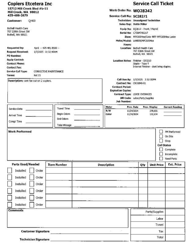 Fax page
