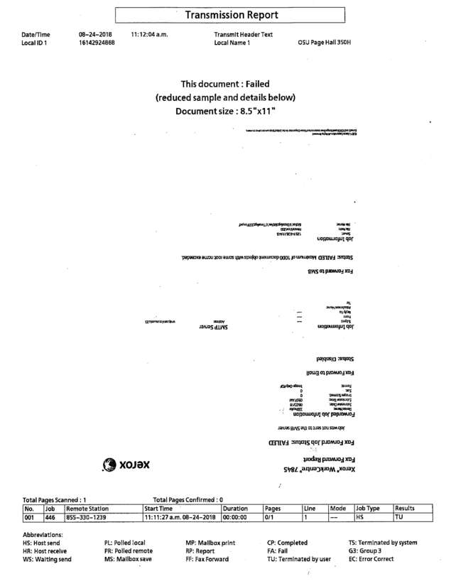 Fax page