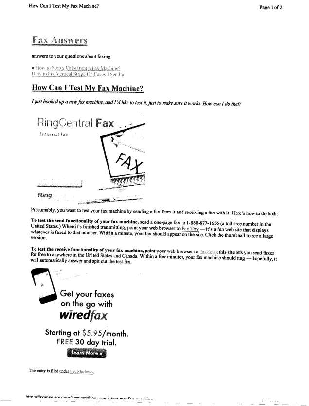 Fax page