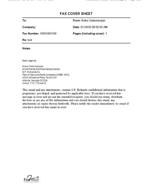 Fax page