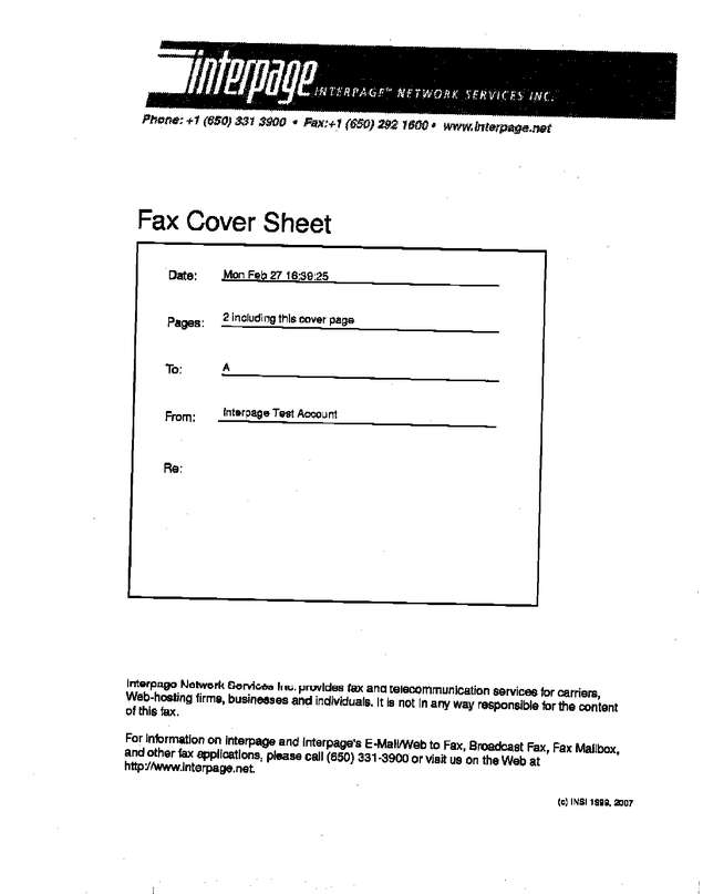 Fax page