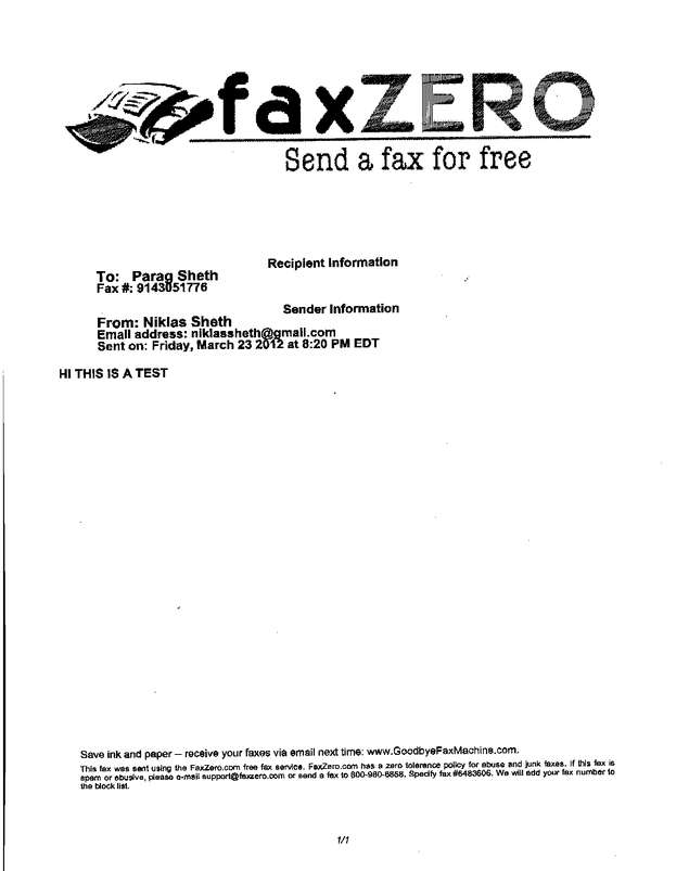 Fax page