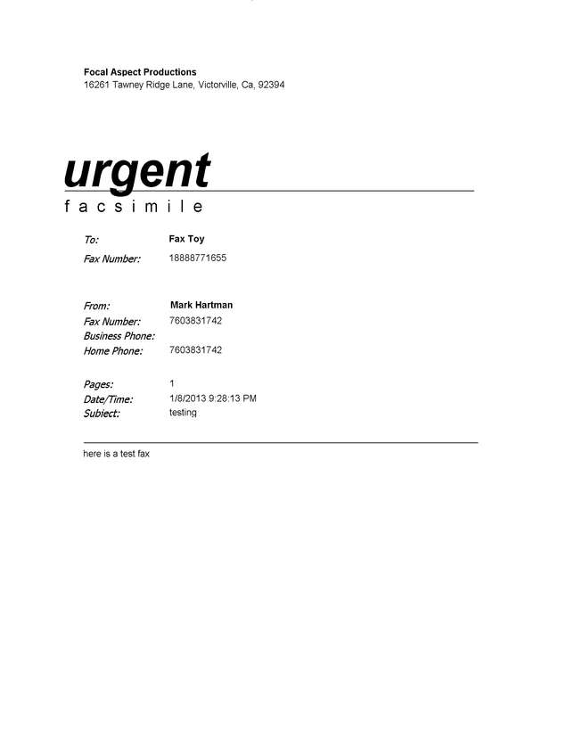 Fax page