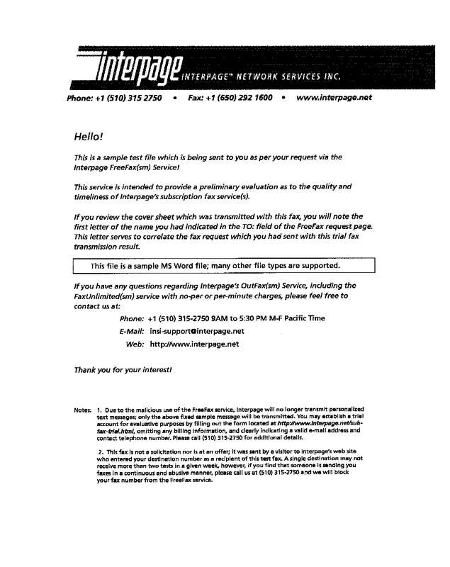 Fax page