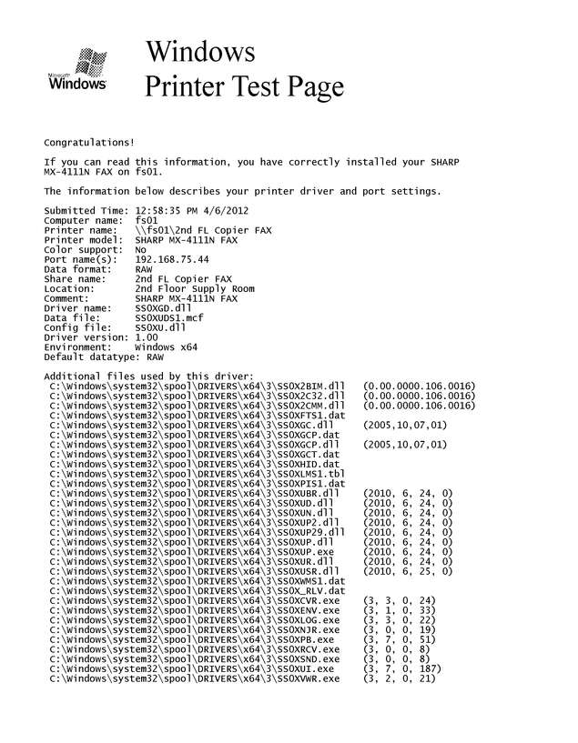 Fax page