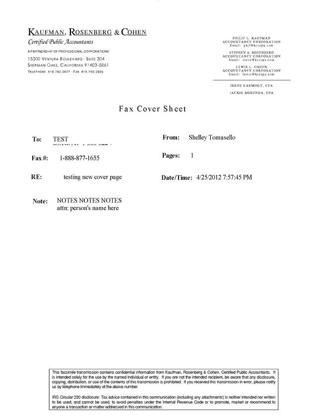 Fax page