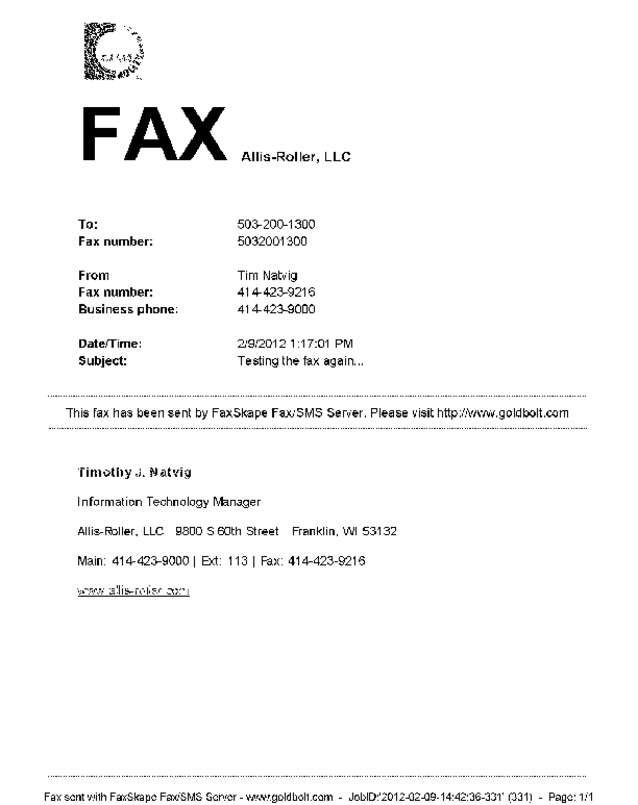 Fax page
