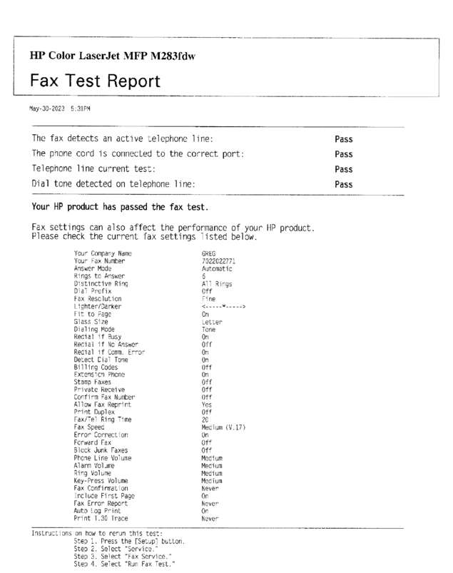 Fax page
