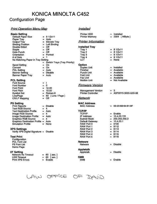 Fax page
