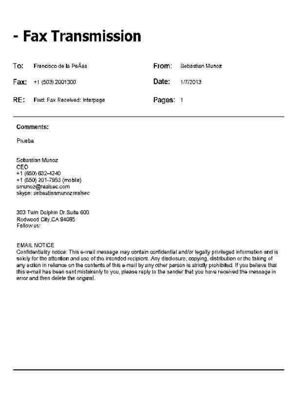 Fax page