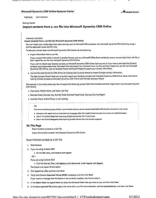 Fax page