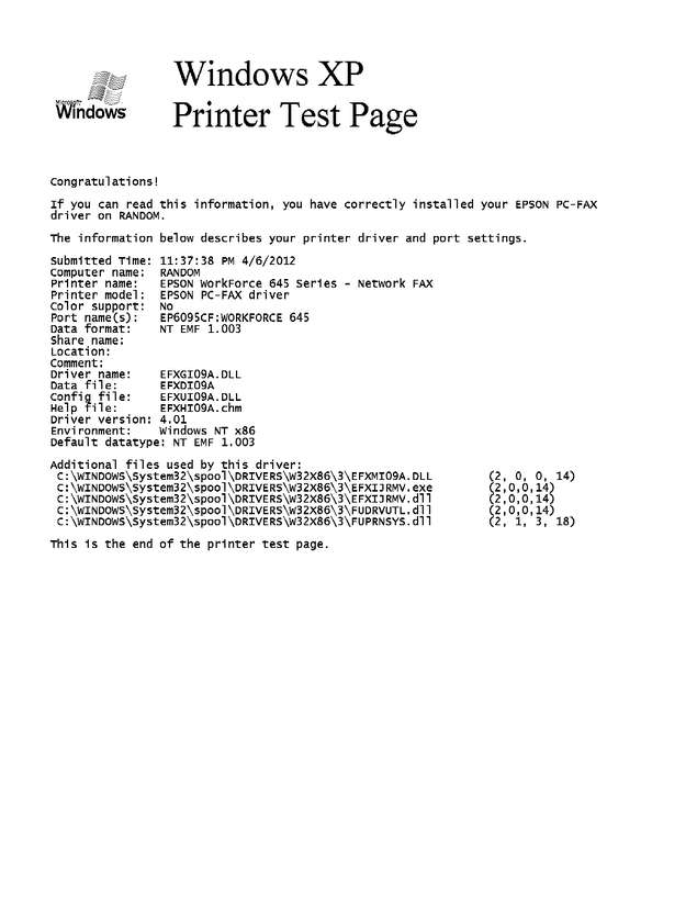 Fax page