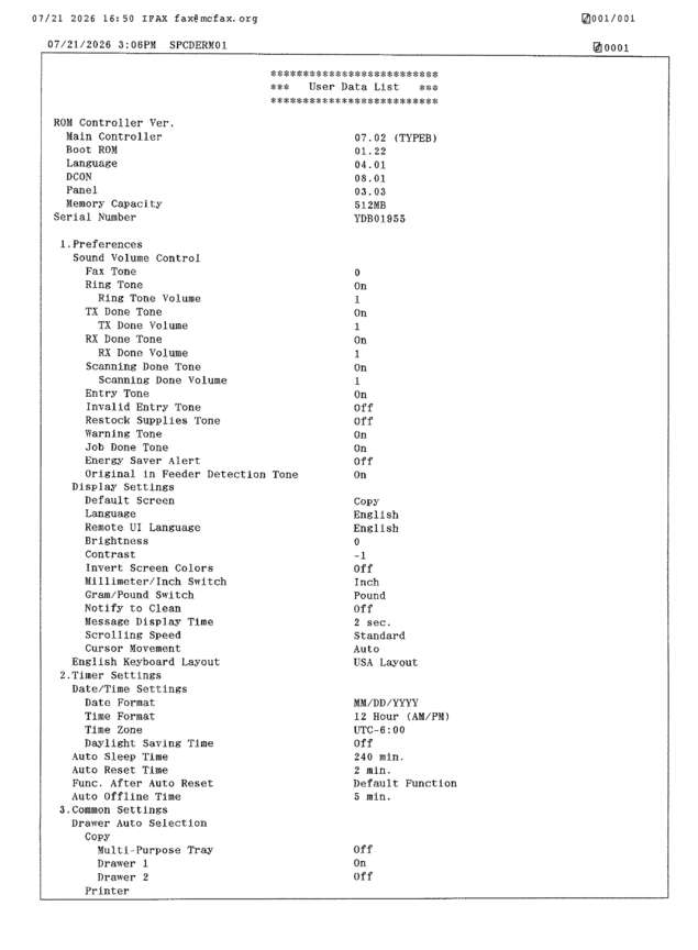 Fax page