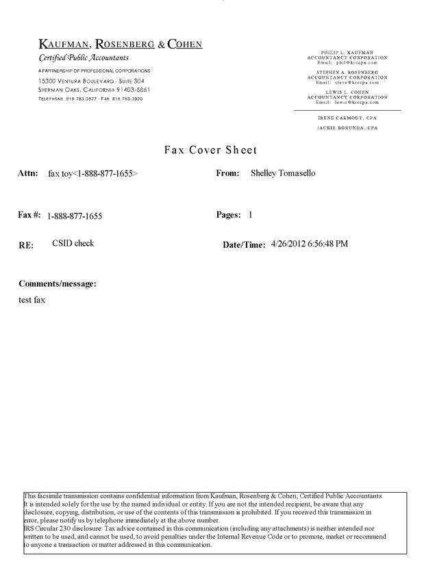 Fax page