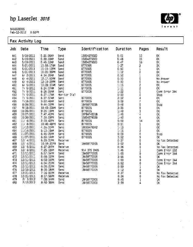 Fax page