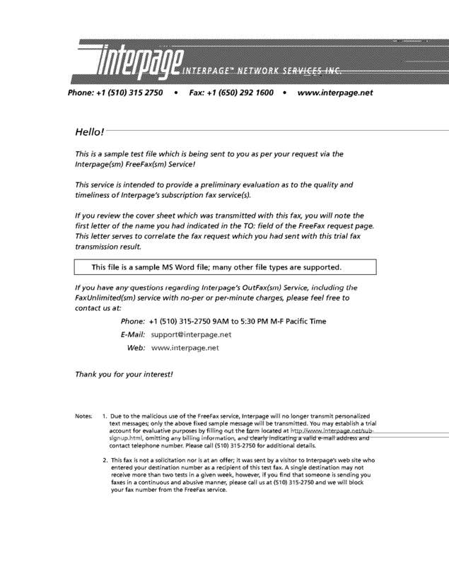 Fax page